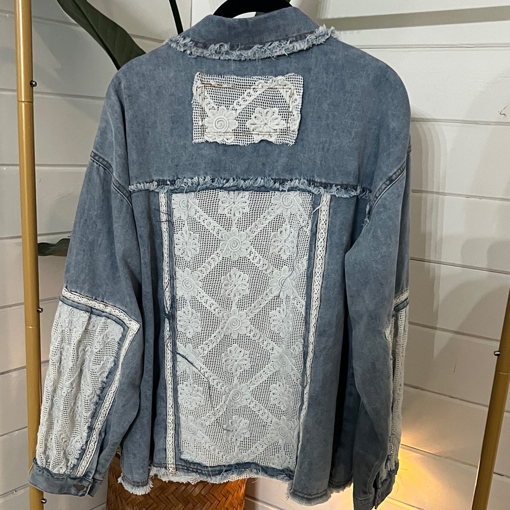 POL Blue Denim Jacket with White Lace - Picture 2 of 3
